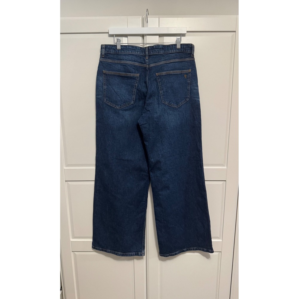 Pilcro Anthropologie Pearl Bow Embellished Wide Leg Low Rise Jeans Dark Wash 29 - Picture 8 of 9